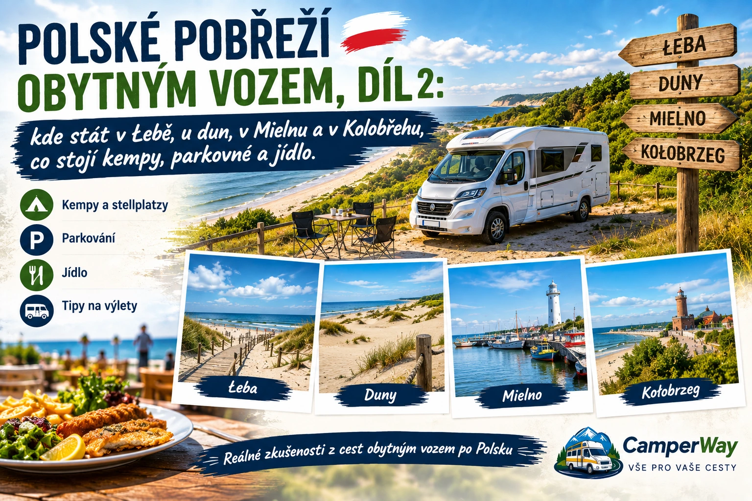 Polské pobřeží obytným vozem: Łeba, Kolobřeh a co to stojí